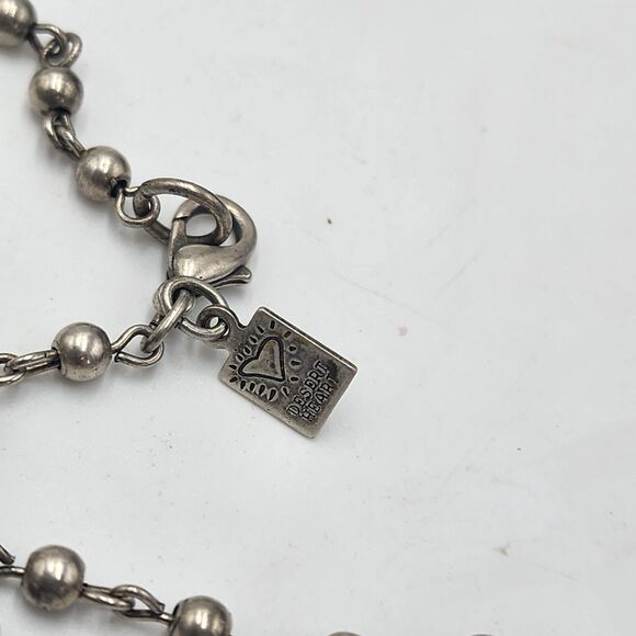 Vintage Desert Heart Glowing Opalite Y Drop Sterling Silver 18" Necklace - Picture 4 of 6